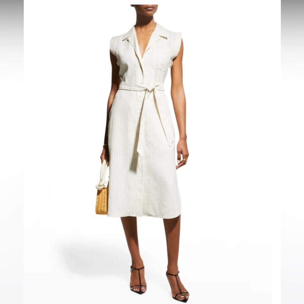 Rag & Bone Helena Linen Pinstripe Midi Dress
